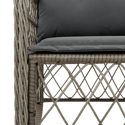 vidaXL 5-tlg. Garten-Essgruppe mit Kissen Grau Poly Rattan