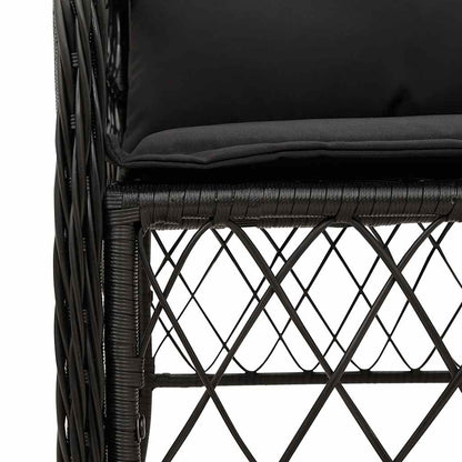 vidaXL 9-tlg. Garten-Essgruppe mit Kissen Schwarz Poly Rattan