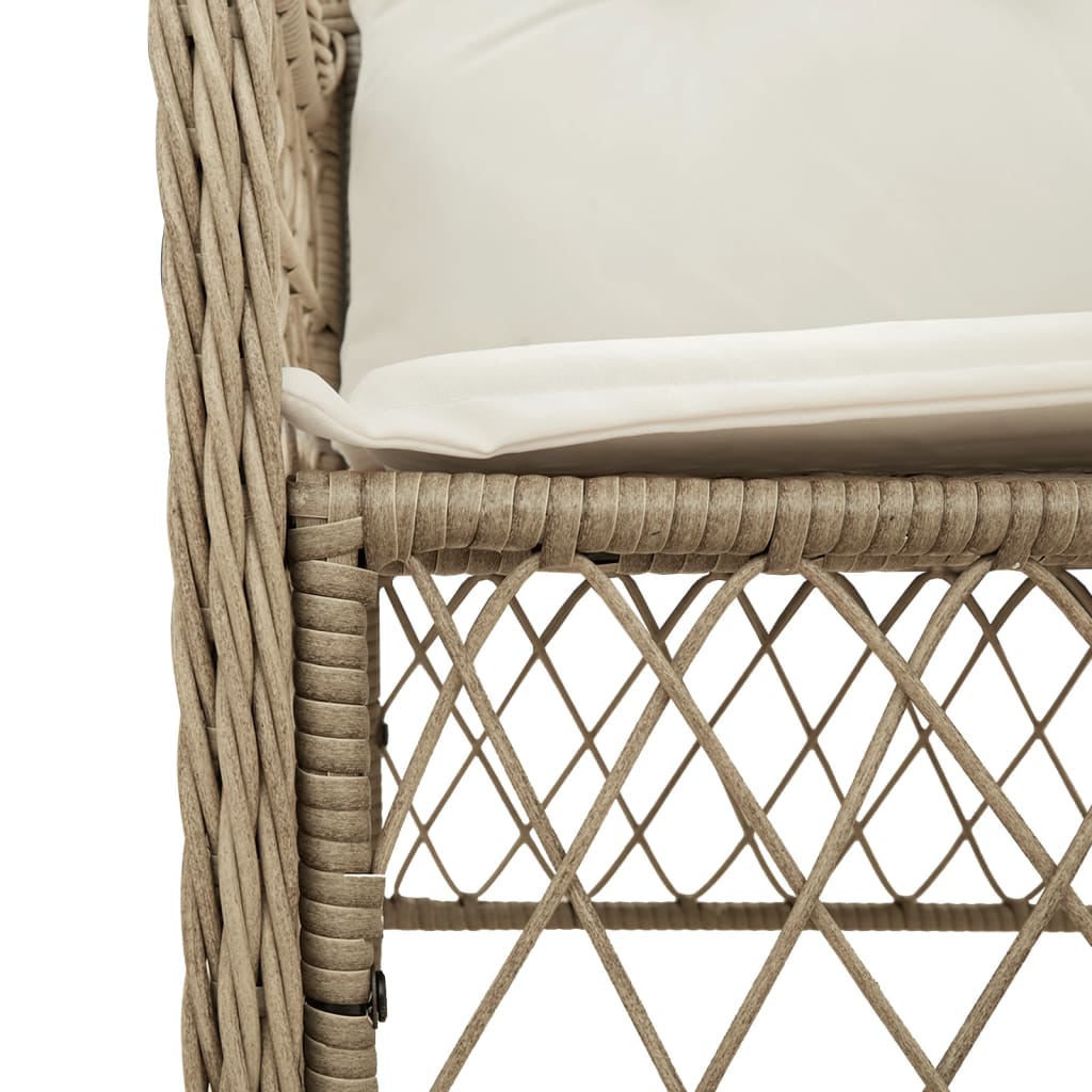 vidaXL 7-tlg. Garten-Essgruppe mit Kissen Beige Poly Rattan