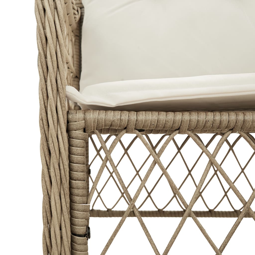 vidaXL 9-tlg. Garten-Essgruppe mit Kissen Beige Poly Rattan