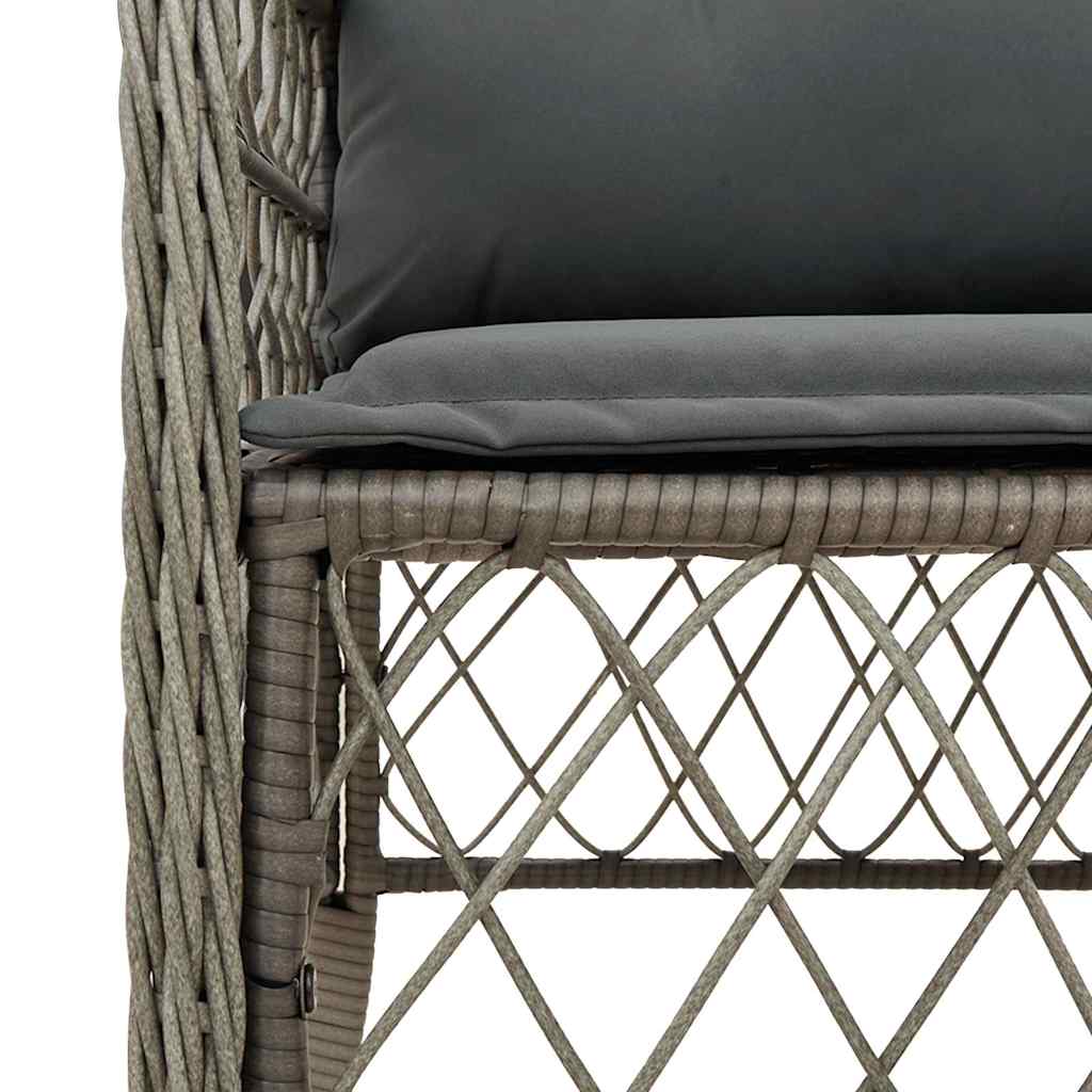 vidaXL 9-tlg. Garten-Essgruppe mit Kissen Grau Poly Rattan