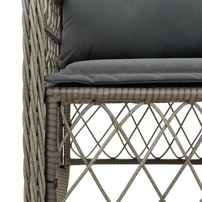 vidaXL 9-tlg. Garten-Essgruppe mit Kissen Grau Poly Rattan