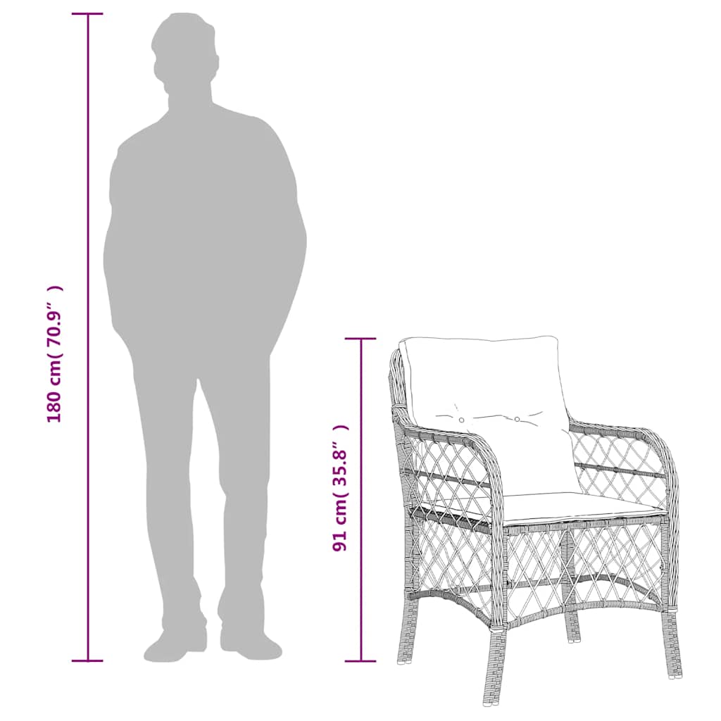 vidaXL 9-tlg. Garten-Essgruppe mit Kissen Grau Poly Rattan
