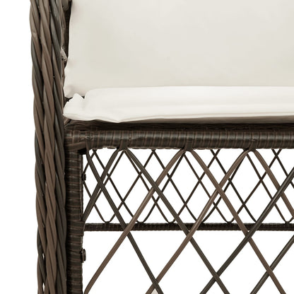 vidaXL 5-tlg. Garten-Essgruppe mit Kissen Braun Poly Rattan