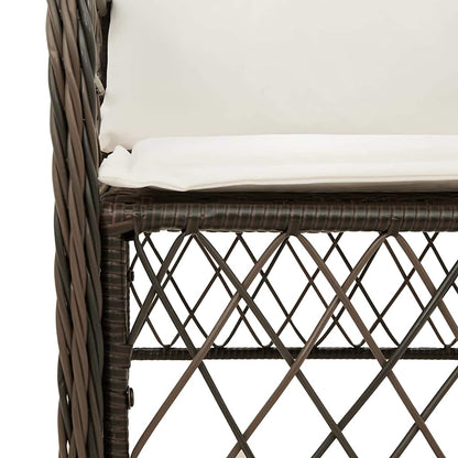 vidaXL 5-tlg. Garten-Essgruppe mit Kissen Braun Poly Rattan