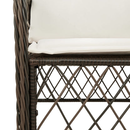 vidaXL Ensemble repas de jardin 5 pcs avec coussins résine tressée marron