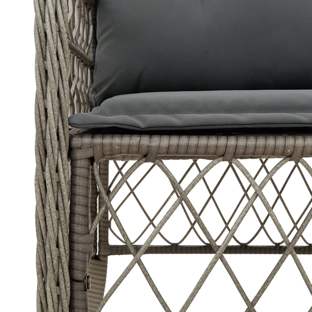 vidaXL 5-tlg. Garten-Essgruppe mit Kissen Grau Poly Rattan