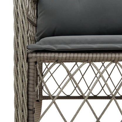 vidaXL 5-tlg. Garten-Essgruppe mit Kissen Grau Poly Rattan