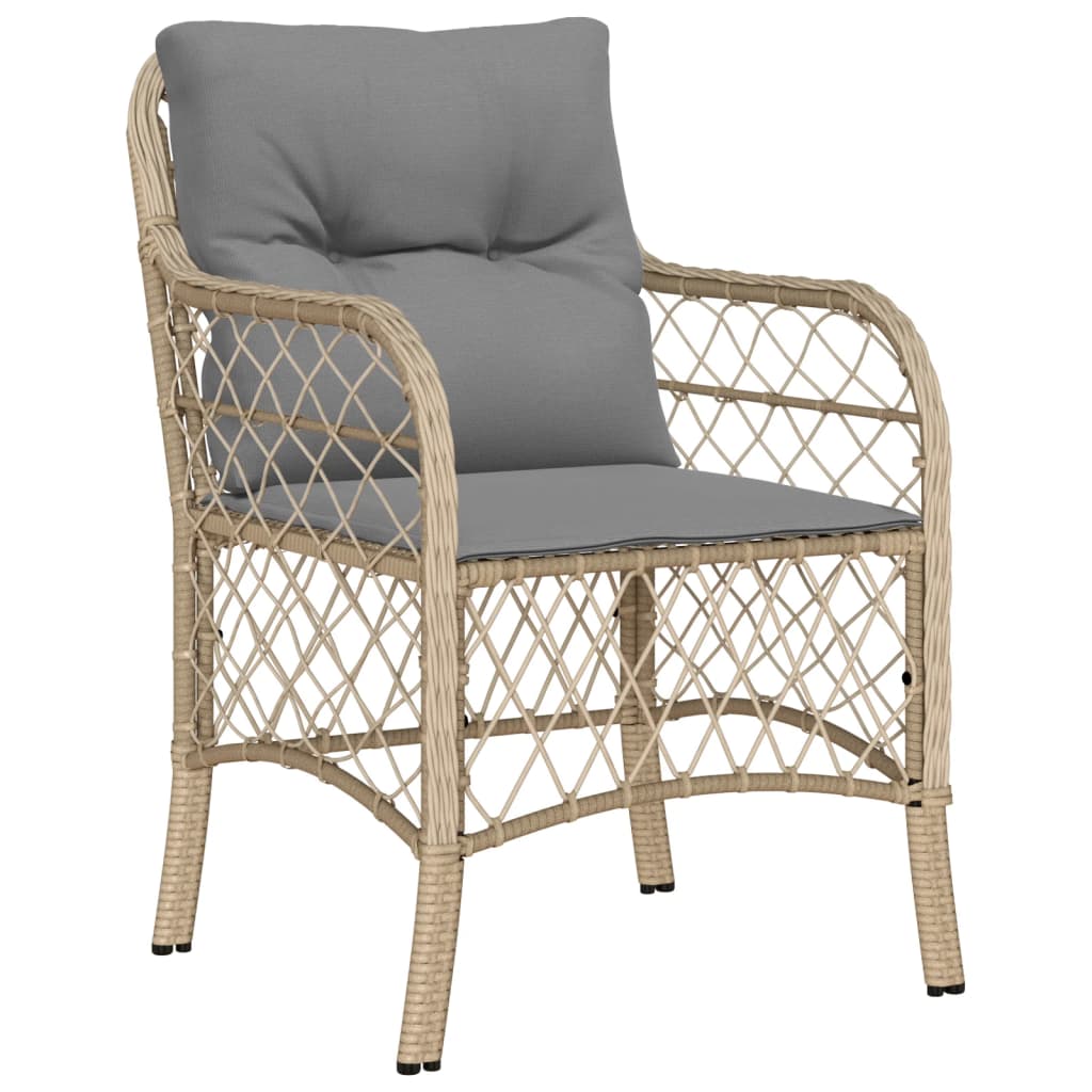 vidaXL 5-tlg. Garten-Essgruppe mit Kissen Beigemischung Poly Rattan