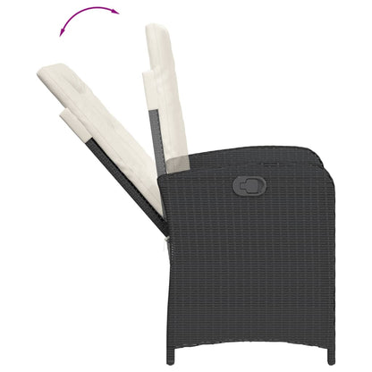 vidaXL 5-tlg. Garten-Essgruppe mit Kissen Schwarz Poly Rattan