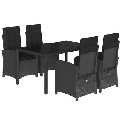 vidaXL 5-tlg. Garten-Essgruppe mit Kissen Schwarz Poly Rattan