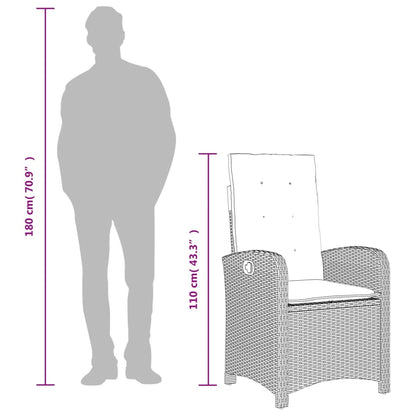 vidaXL 7-tlg. Garten-Essgruppe mit Kissen Braun Poly Rattan