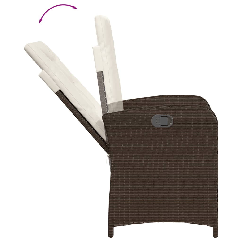 vidaXL 9-tlg. Garten-Essgruppe mit Kissen Braun Poly Rattan
