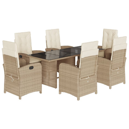 vidaXL Ensemble de salle à manger de jardin 7 pcs avec coussins en rotin synthétique beige