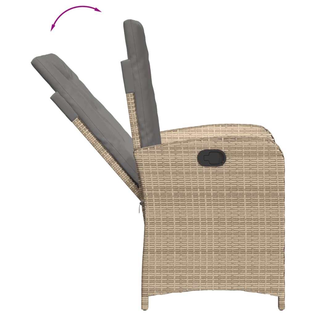 vidaXL 7-tlg. Garten-Essgruppe mit Kissen Beigemischung Poly Rattan