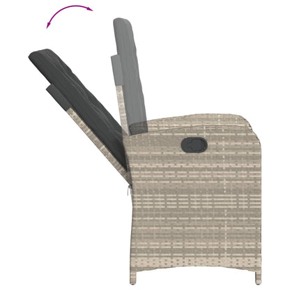 vidaXL 9-tlg. Garten-Essgruppe mit Kissen Hellgrau Poly Rattan