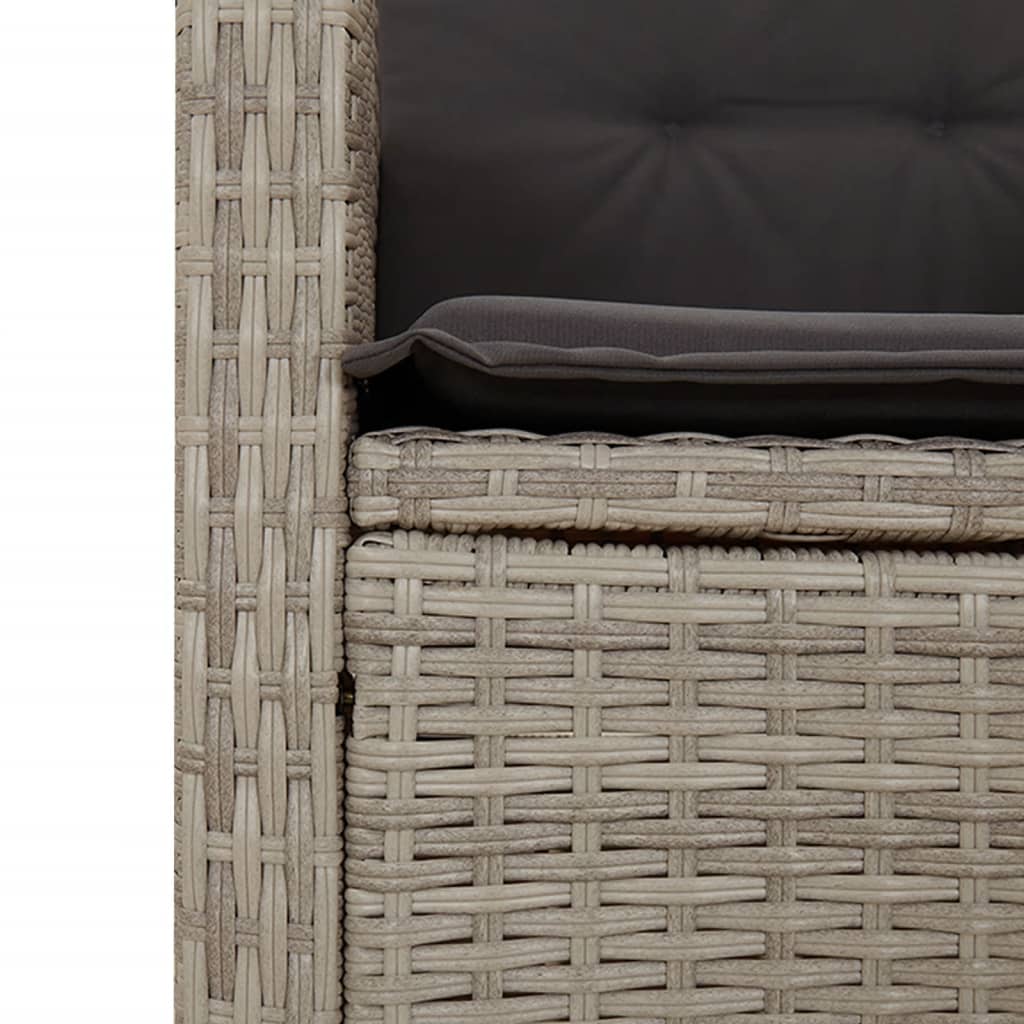 vidaXL 9-tlg. Garten-Essgruppe mit Kissen Hellgrau Poly Rattan