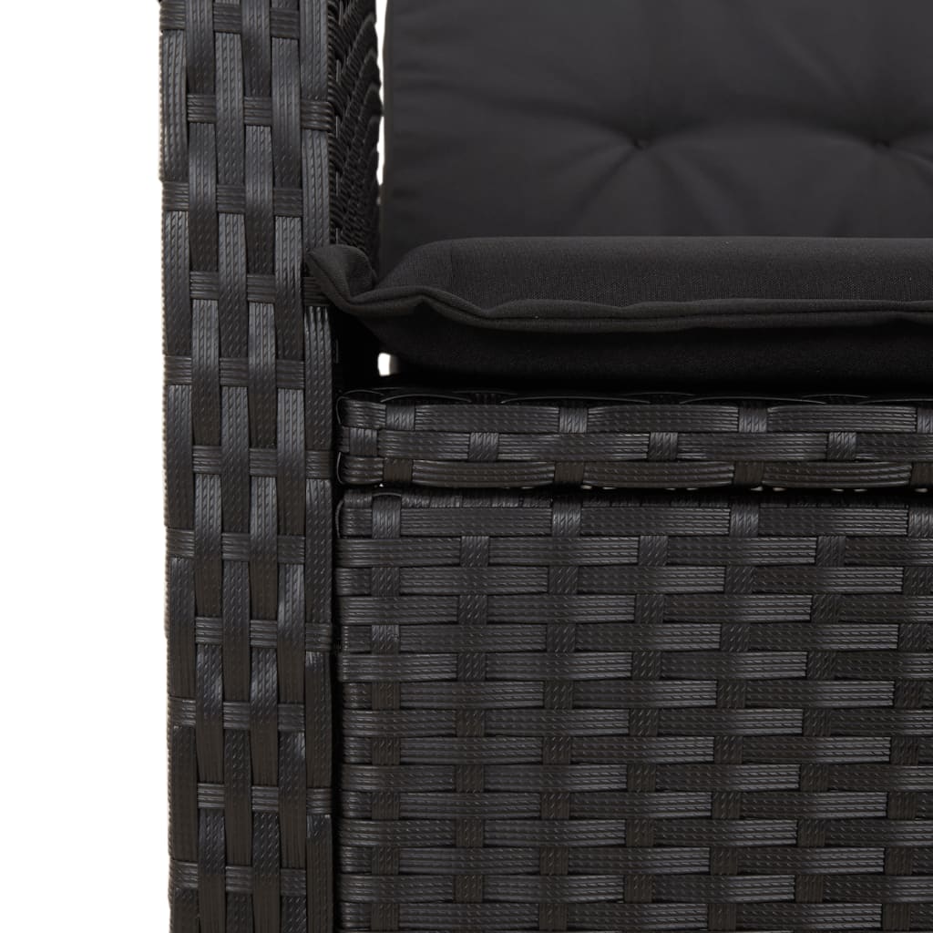 vidaXL Ensemble de salle à manger de jardin 9 pcs avec coussins Noir Résine tressée