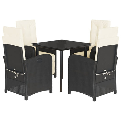 vidaXL 5-tlg. Garten-Essgruppe mit Kissen Schwarz Poly Rattan