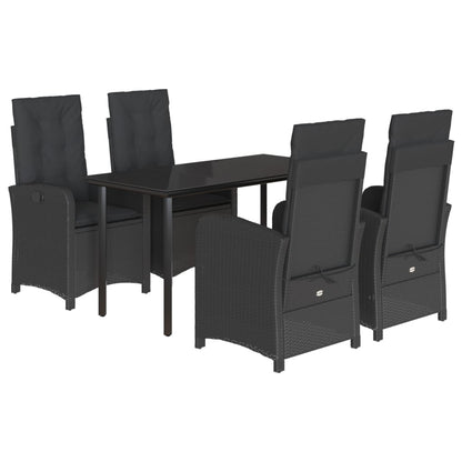 vidaXL 5-tlg. Garten-Essgruppe mit Kissen Schwarz Poly Rattan
