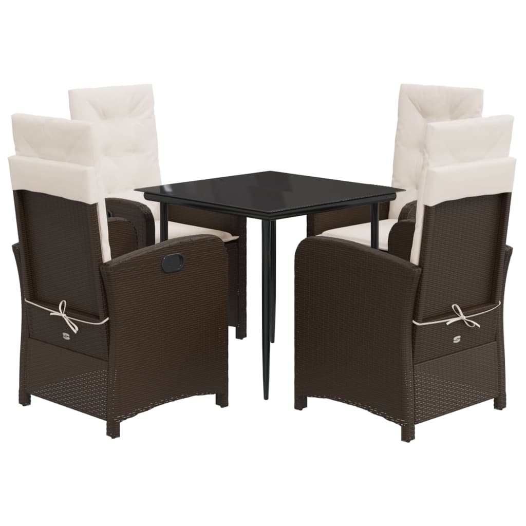 vidaXL Ensemble repas de jardin 5 pcs avec coussins résine tressée marron