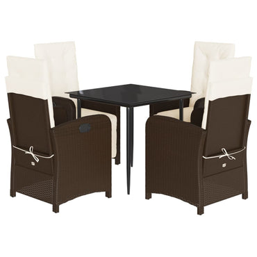 vidaXL Ensemble repas de jardin 5 pcs avec coussins résine tressée marron