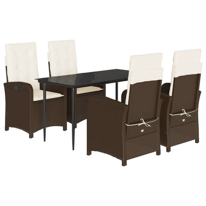 vidaXL Ensemble repas de jardin 5 pcs avec coussins résine tressée marron