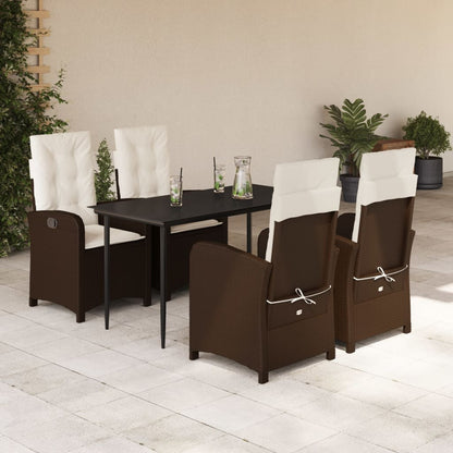 vidaXL Ensemble repas de jardin 5 pcs avec coussins résine tressée marron