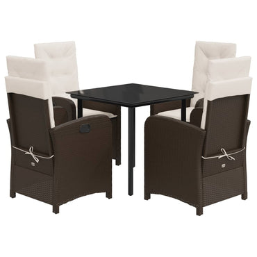 vidaXL 5-tlg. Garten-Essgruppe mit Kissen Braun Poly Rattan