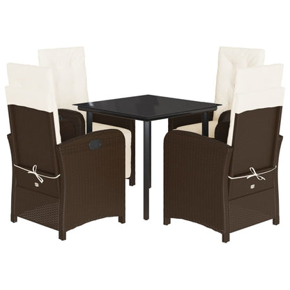vidaXL Ensemble repas de jardin 5 pcs avec coussins résine tressée marron