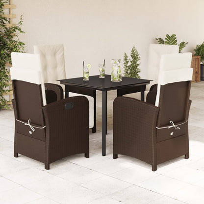 vidaXL Ensemble repas de jardin 5 pcs avec coussins résine tressée marron