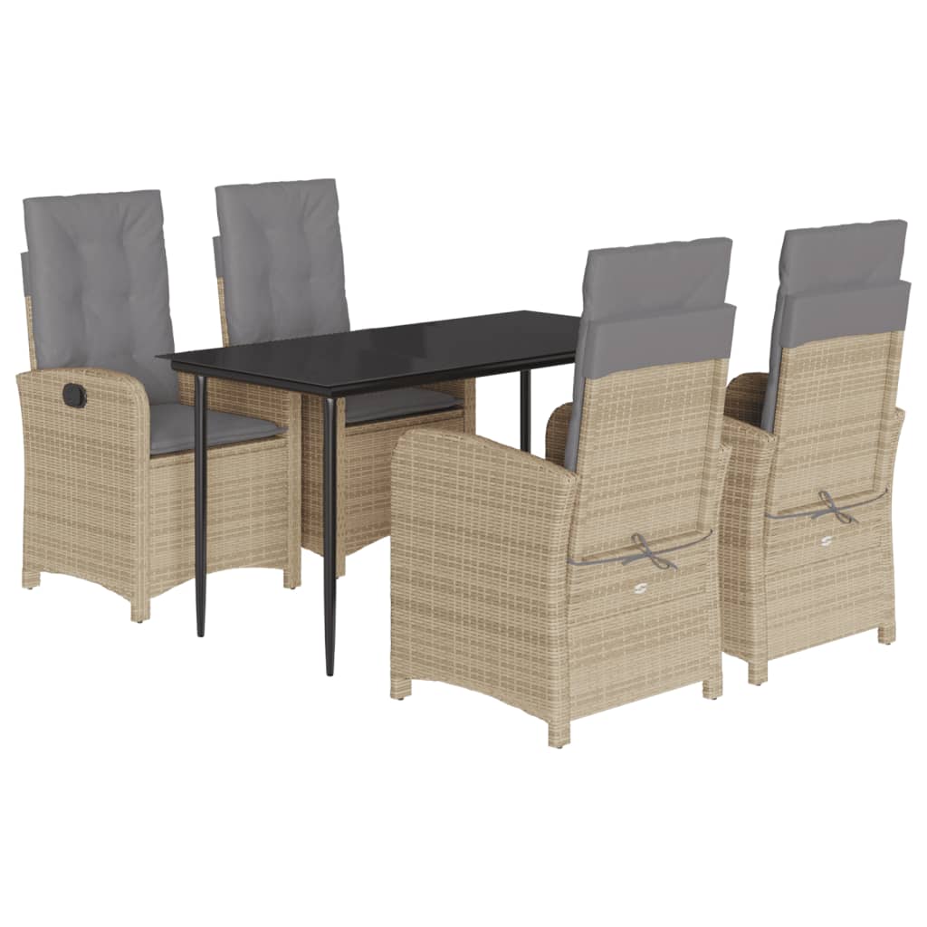 vidaXL 5-tlg. Garten-Essgruppe mit Kissen Beigemischung Poly Rattan