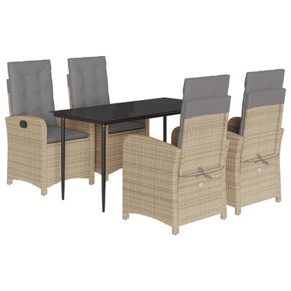 vidaXL 5-tlg. Garten-Essgruppe mit Kissen Beigemischung Poly Rattan