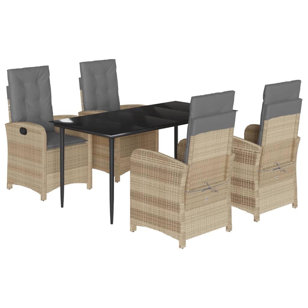 vidaXL Salon de jardin 5 pcs avec coussins mélange beige résine tressée