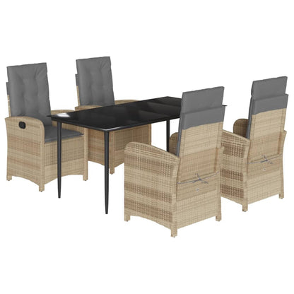 vidaXL Salon de jardin 5 pcs avec coussins mélange beige résine tressée