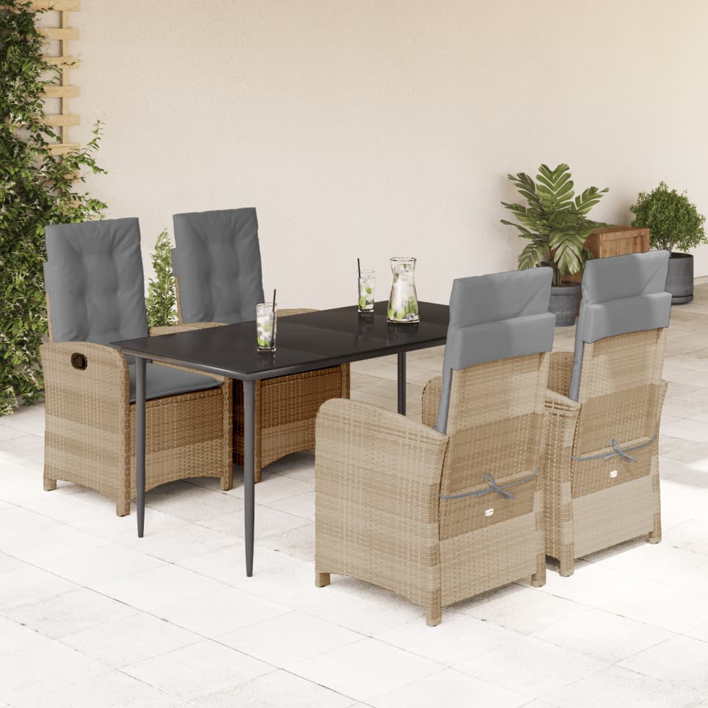 vidaXL Salon de jardin 5 pcs avec coussins mélange beige résine tressée