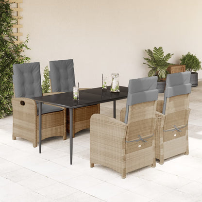vidaXL Salon de jardin 5 pcs avec coussins mélange beige résine tressée