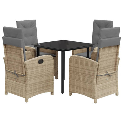 vidaXL 5-tlg. Garten-Essgruppe mit Kissen Beigemischung Poly Rattan