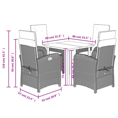 vidaXL 5-tlg. Garten-Essgruppe mit Kissen Beigemischung Poly Rattan