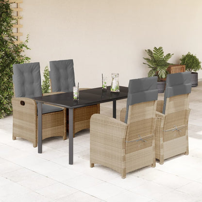 vidaXL 5-tlg. Garten-Essgruppe mit Kissen Beigemischung Poly Rattan