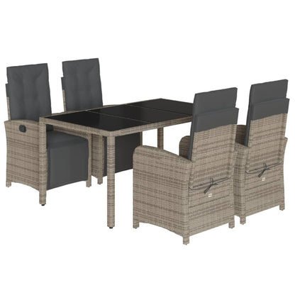 vidaXL Salon de jardin 5 pcs avec coussins Résine tressée Gris