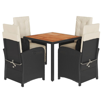 vidaXL Salle à manger de jardin 5 pcs avec coussins Résine tressée Noir
