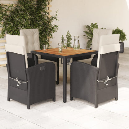 vidaXL Salle à manger de jardin 5 pcs avec coussins Résine tressée Noir