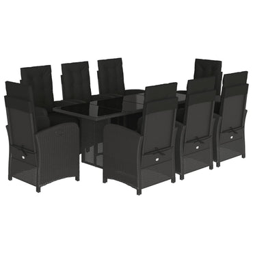 vidaXL Ensemble de salle à manger de jardin 9 pcs avec coussins Noir Résine tressée