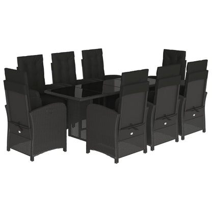 vidaXL Ensemble de salle à manger de jardin 9 pcs avec coussins Noir Résine tressée