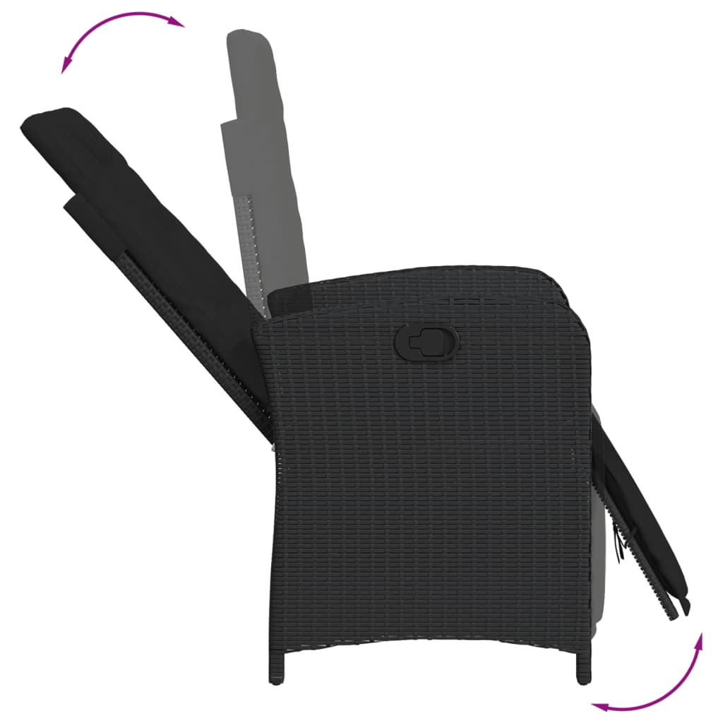 vidaXL Ensemble de salle à manger de jardin 9 pcs avec coussins Noir Résine tressée
