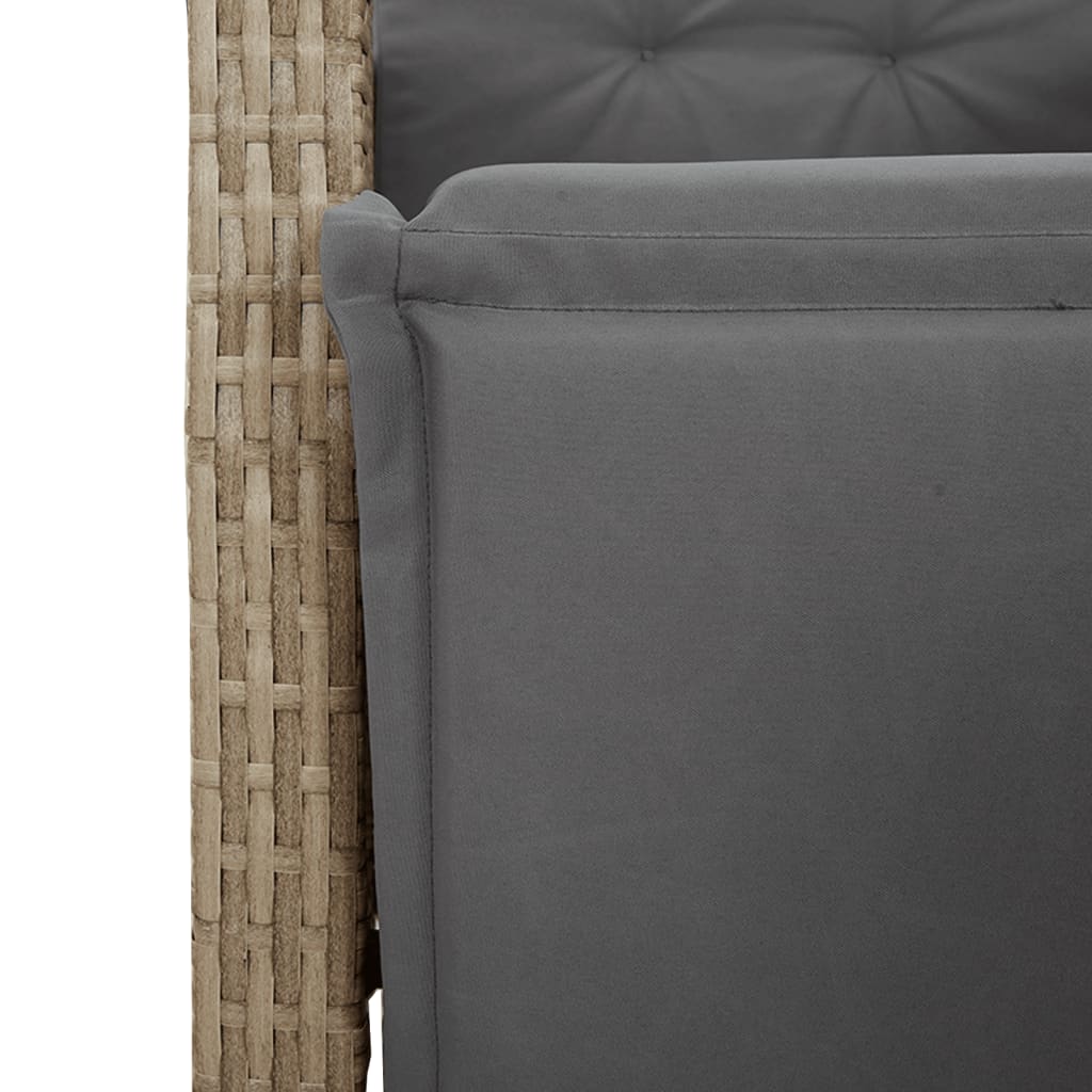 vidaXL 7-tlg. Garten-Essgruppe mit Kissen Beige Poly Rattan