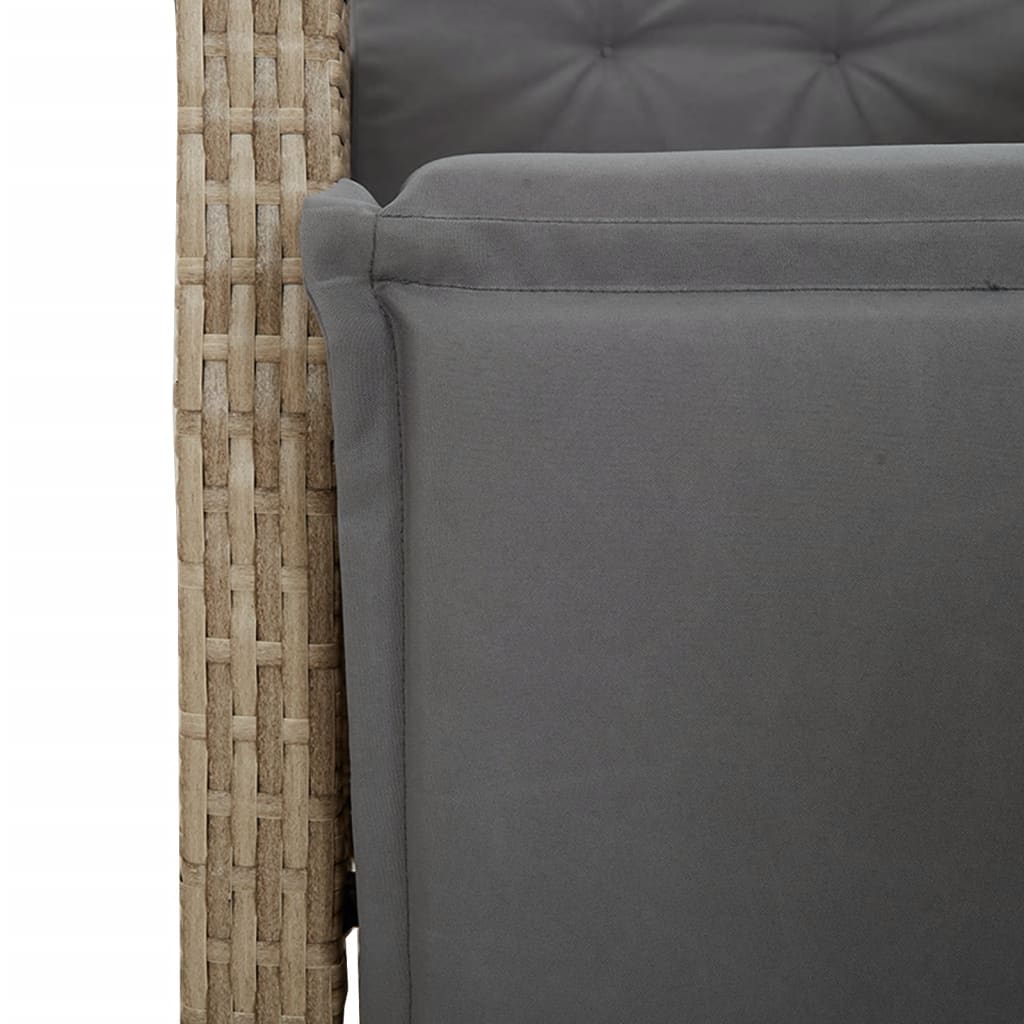 vidaXL 7-tlg. Garten-Essgruppe mit Kissen Beige Poly Rattan