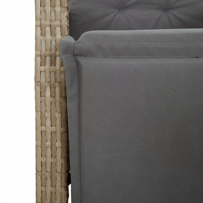 vidaXL 7-tlg. Garten-Essgruppe mit Kissen Beige Poly Rattan