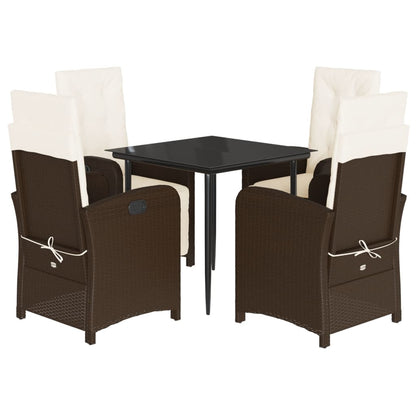 vidaXL Ensemble repas de jardin 5 pcs avec coussins résine tressée marron